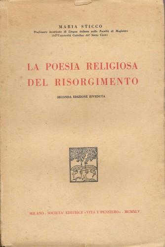 LA POESIA RELIGIOSA DEL RISORGIMENTO - Maria Sticco