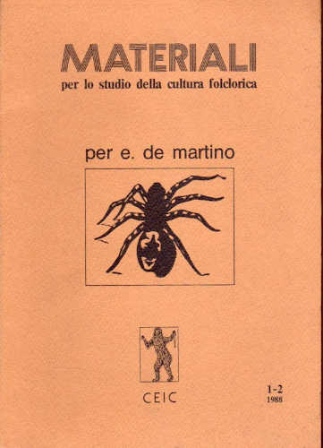 PER ERNESTO DE MARTINO (1908 - 1965) - Numero 1-2 del 1988 della Rivista "Materiali per lo studio della cultura folclorica"