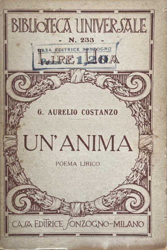 UN'ANIMA. Poema lirico di Giuseppe Aurelio Costanzo