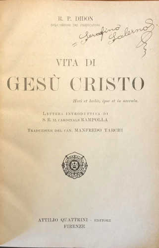 VITA DI GESÙ CRISTO - R. P. Didon VITA DI GESÙ CRISTO - R. P. Didon