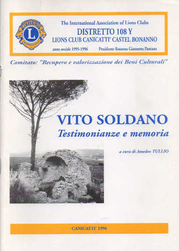 VITO SOLDANO. Testimonianze e memoria VITO SOLDANO. Testimonianze e memoria