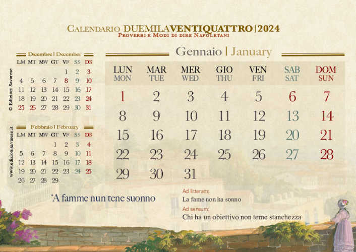 Calendario da Tavolo con Proverbi Napoletani 2024