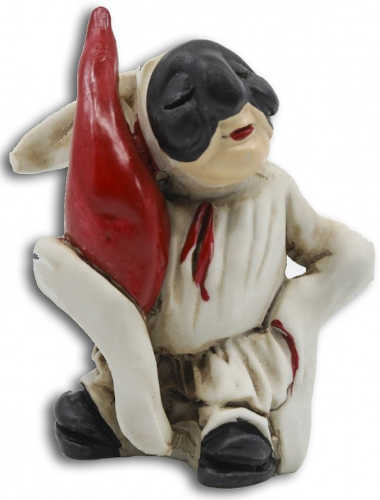 PULCINELLA ABBRACCIATO AL CORNO. Statuina in resina di Artigianato Napoletano PULCINELLA ABBRACCIATO AL CORNO. Statuina in resina di Artigianato Napoletano